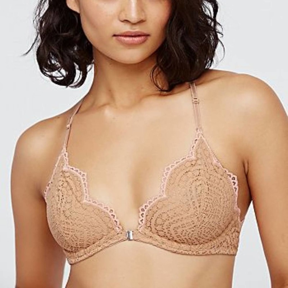 NEW! FREE PEOPLE INTIMATELY slow dance underwire nude brown bralette lace​ 32A